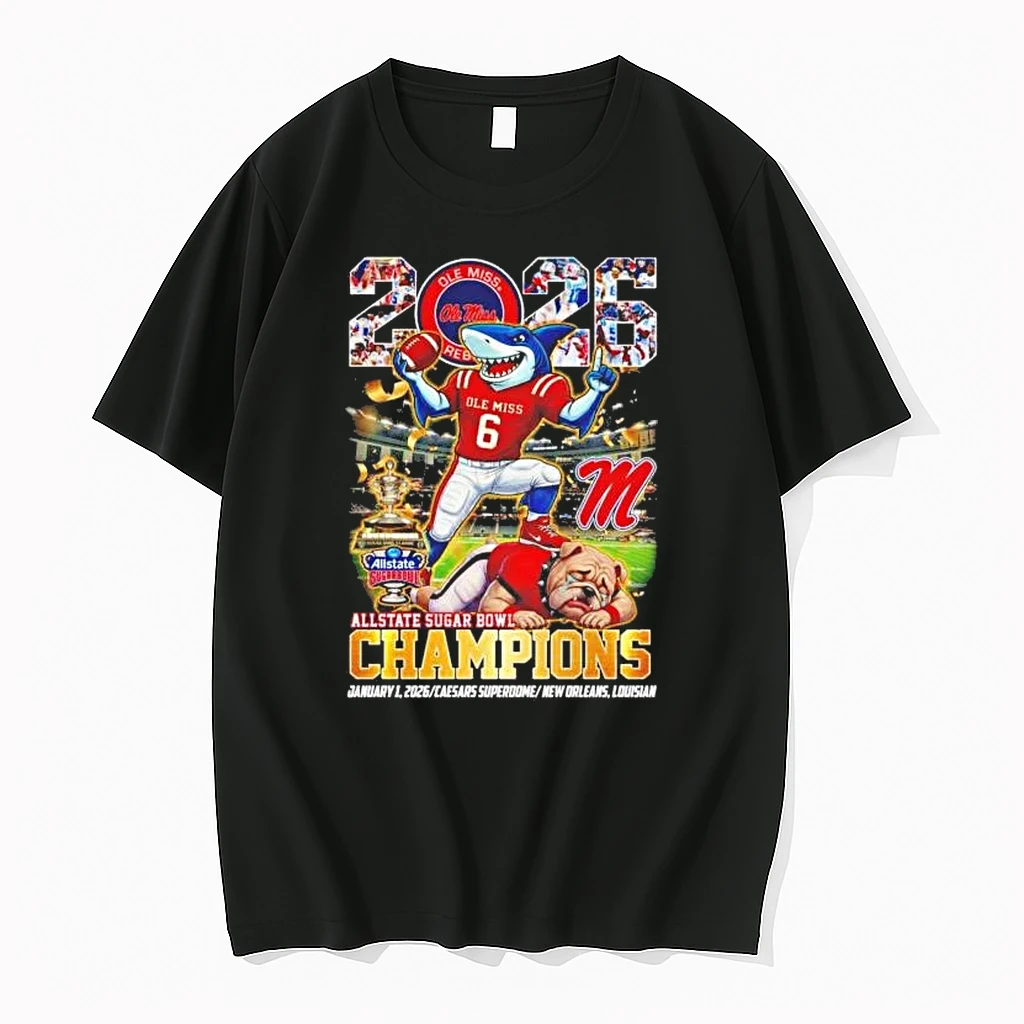 Ole Miss Rebels 2026 Allstate Sugar Bowl Champions Mascot Trophy Shirts