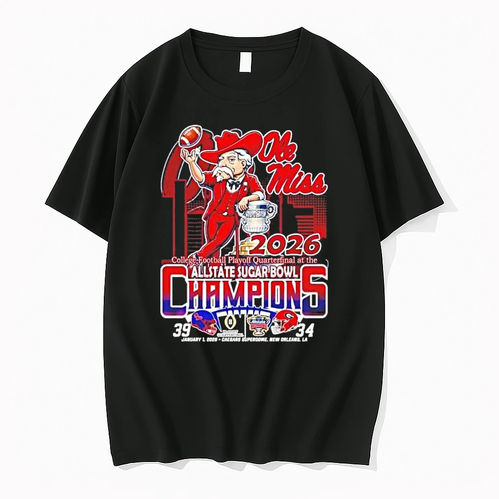 Ole Miss Rebels 2026 Cfp At The Allstate Sugar Bowl Champions Mascot Shirts