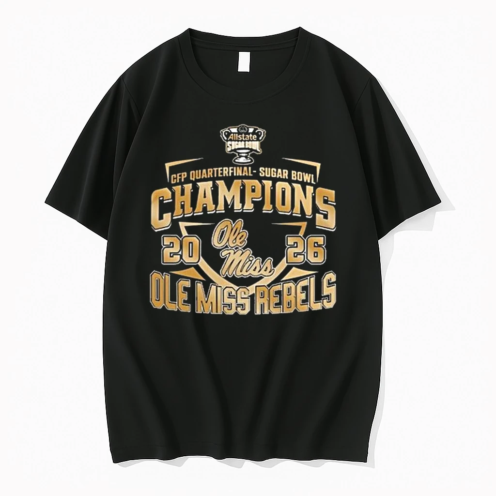 Ole Miss Rebels Cfp Quarterfinal Allstate Sugar Bowl Champions 2026 Gold Logo Shirts