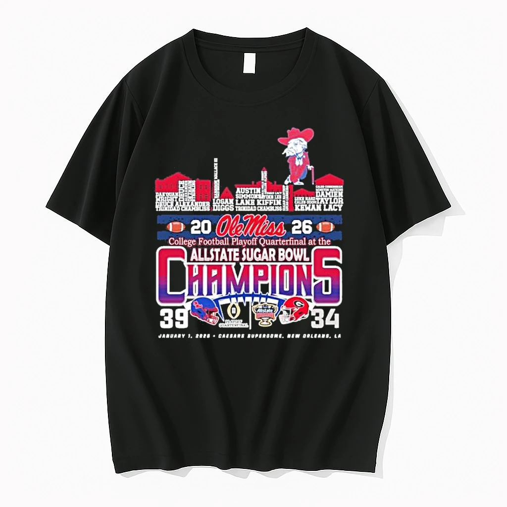 Ole Miss Rebels Typo Team Names 2025 Sugar Bowl Champions Score Shirts