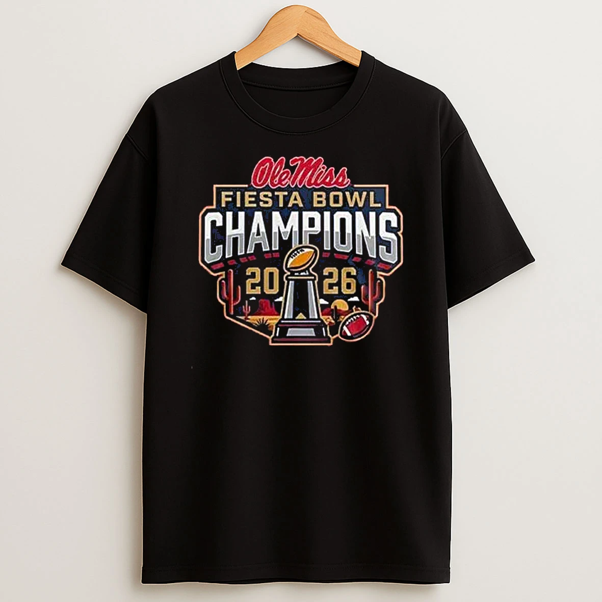 Ole Miss Rebels Vrbo Fiesta Bowl Champion 2026 Vintage Trophy Shirts
