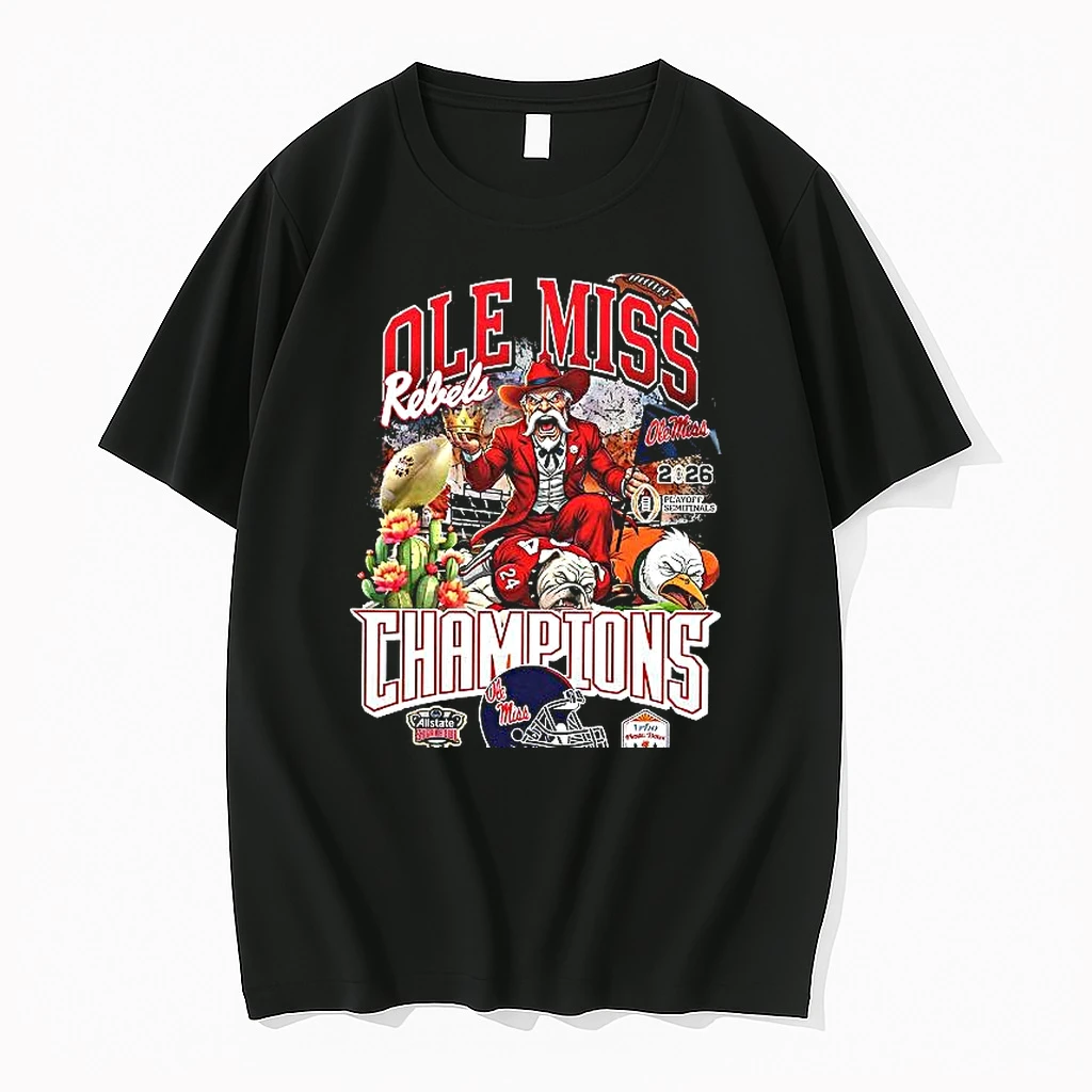 Ole Miss Rebels Football Ncaa Football Allstate Sugar Bowl And Fiesta Bowl Champions 2026 Mascot Woman Shirts