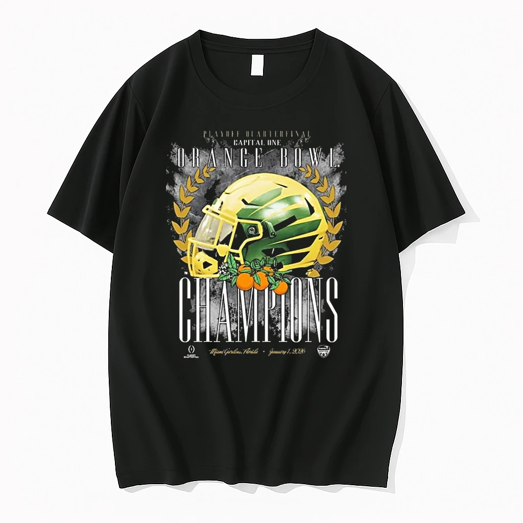 Oregon Ducks 2026 Playoff Quarterfinal Capital One Orange Bowl Champions Vintage Helmet Shirts