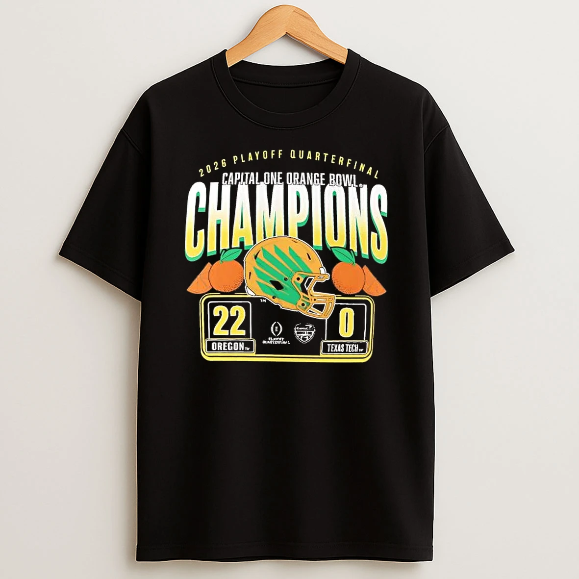 Oregon Ducks Cfp 2026 Orange Bowl Champions Score Shirts