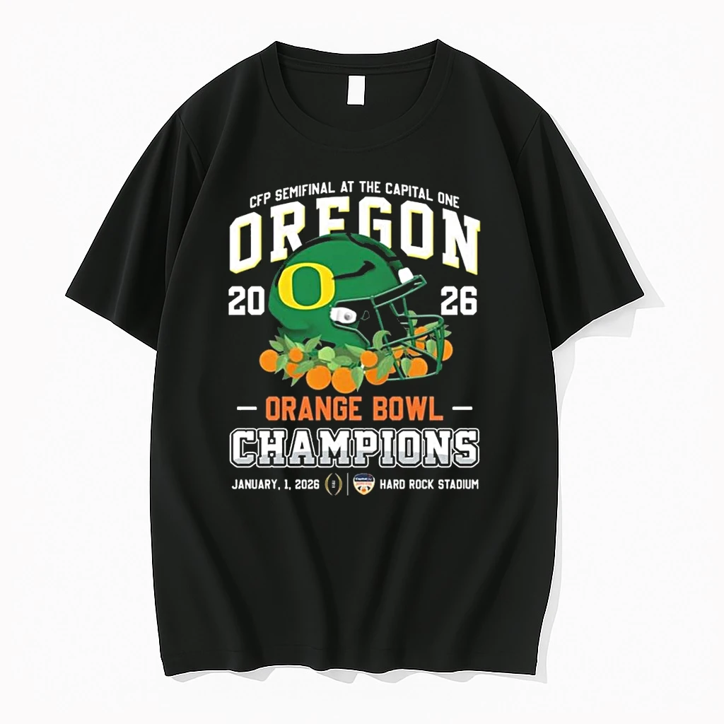 Oregon Ducks Helmet Logo Cfp Semifinal At The Capital One Orange Bowl Champions Jan 1 2026 Hard Rock Stadium Shirts