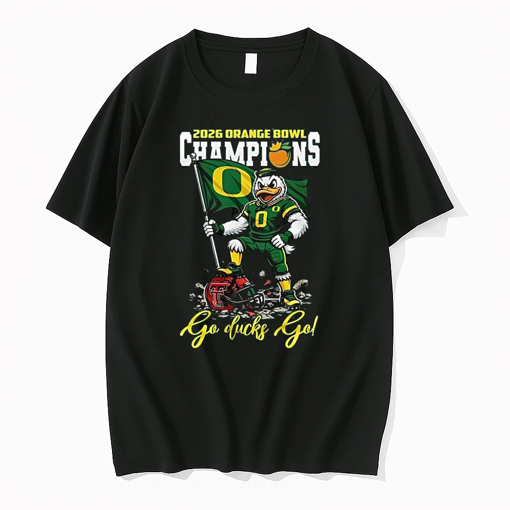 Oregon Ducks Ncaa 2026 Orange Bowl Champions Mascot Flag Go Ducks Go Shirts