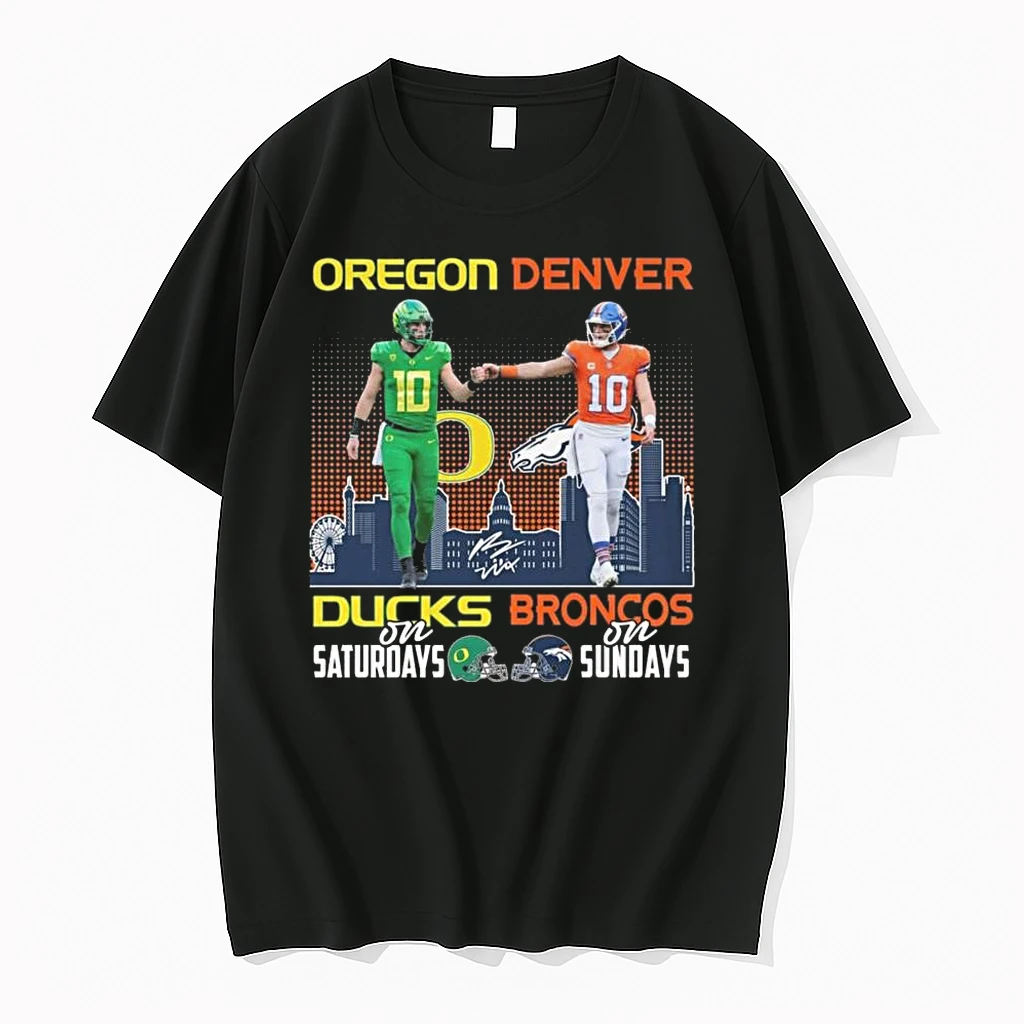 Oregon Ducks On Saturdays And Denver Broncos On Sundays Signatures 2026 Shirts