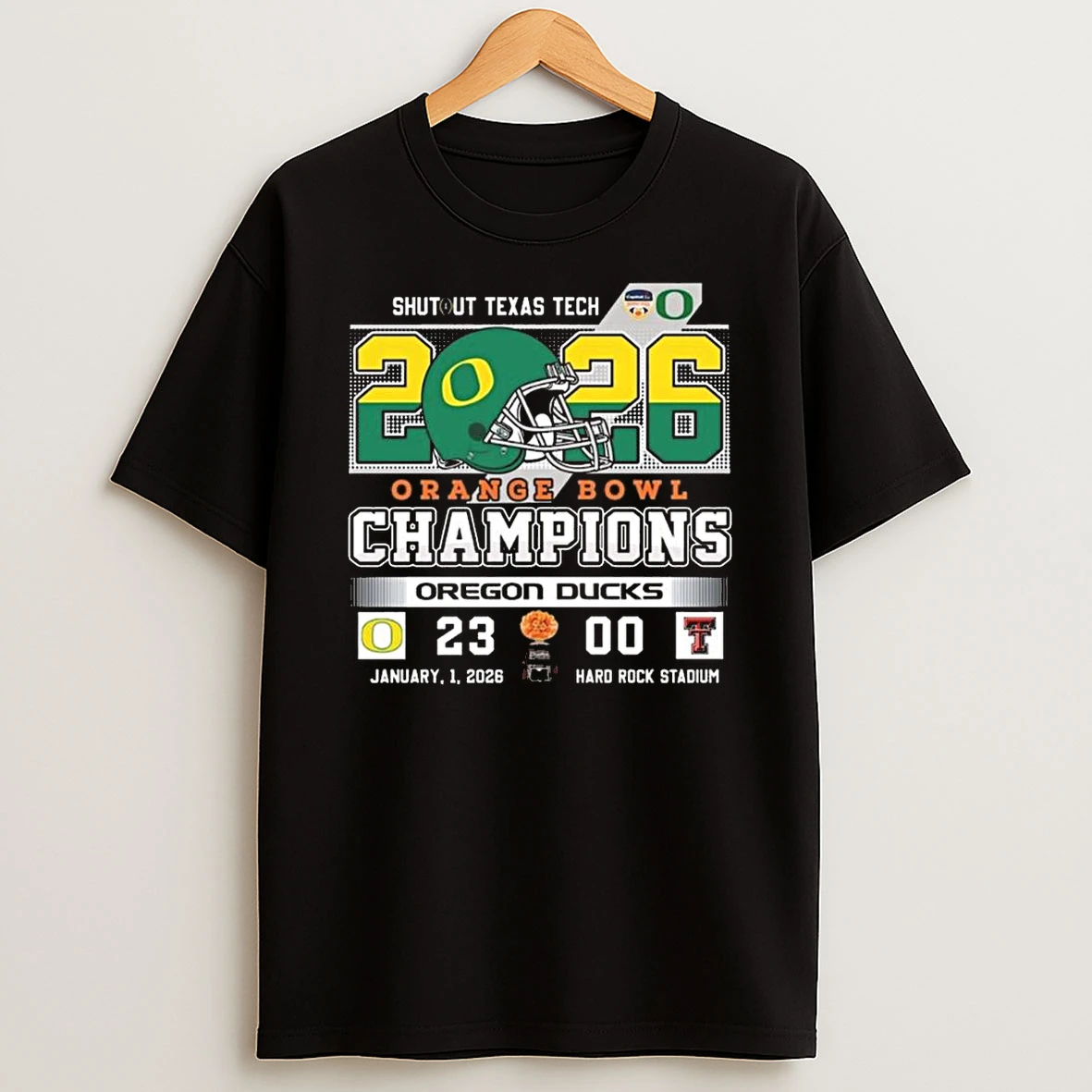 Oregon Ducks Shut Ut Texas Tech Capital One Orange Bowl Champions Jan 1 2026 Hard Rock Stadium Shirts