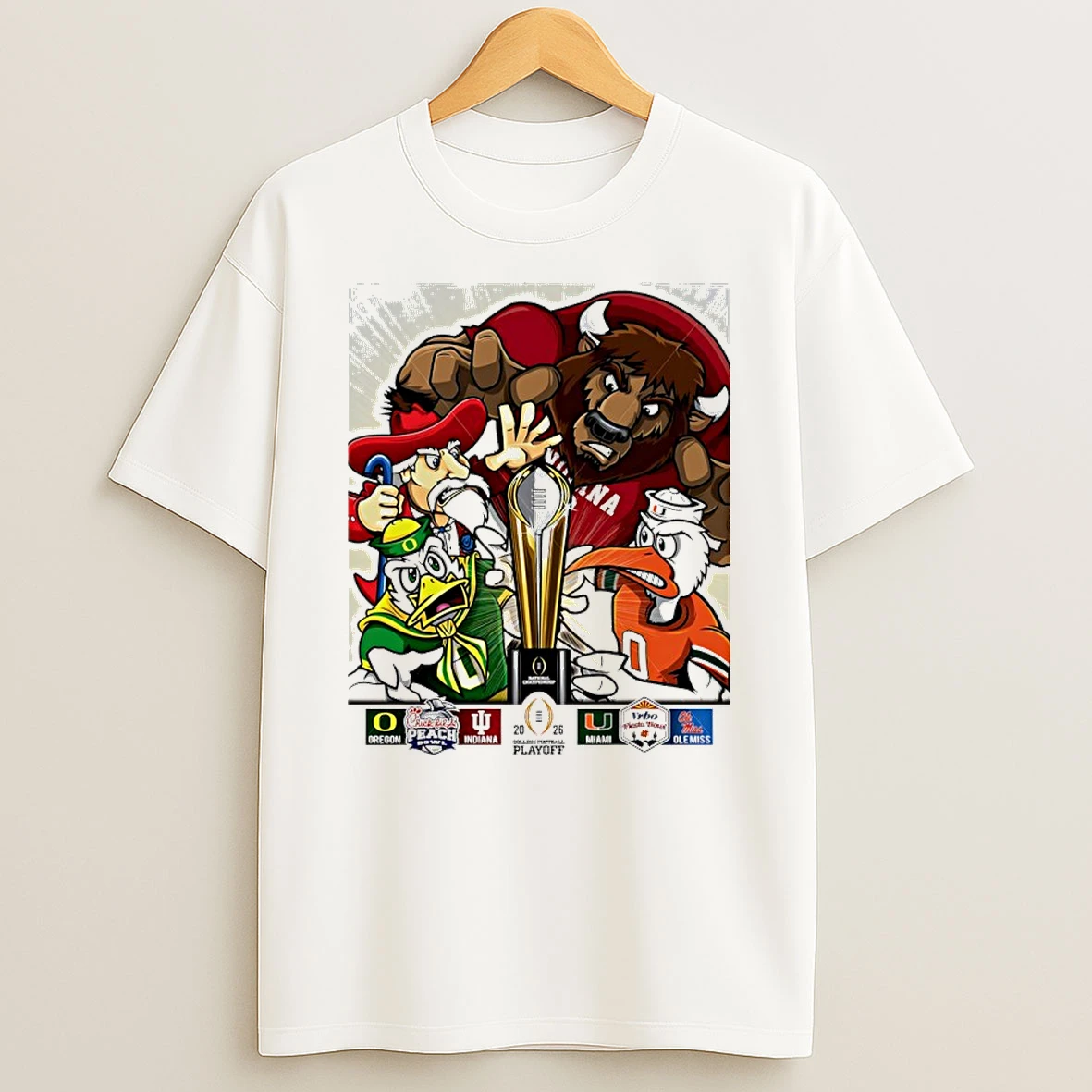 Oregon Indiana Miami And Ole Miss 2026 College Football Final Four Shirts