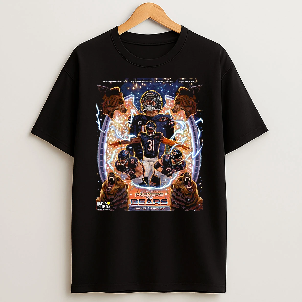 Packers Vs Bears Jan 10 Caleb Williams Kevin Byard Iii Drew Dalman And Joe Thuney Shirts