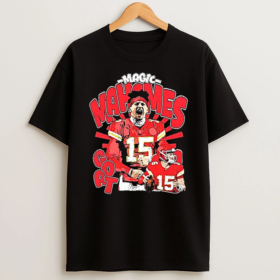 Patrick Mahomes Kansas City Chiefs Nfl Magic Mahomes Goat Number 15 Woman Shirts