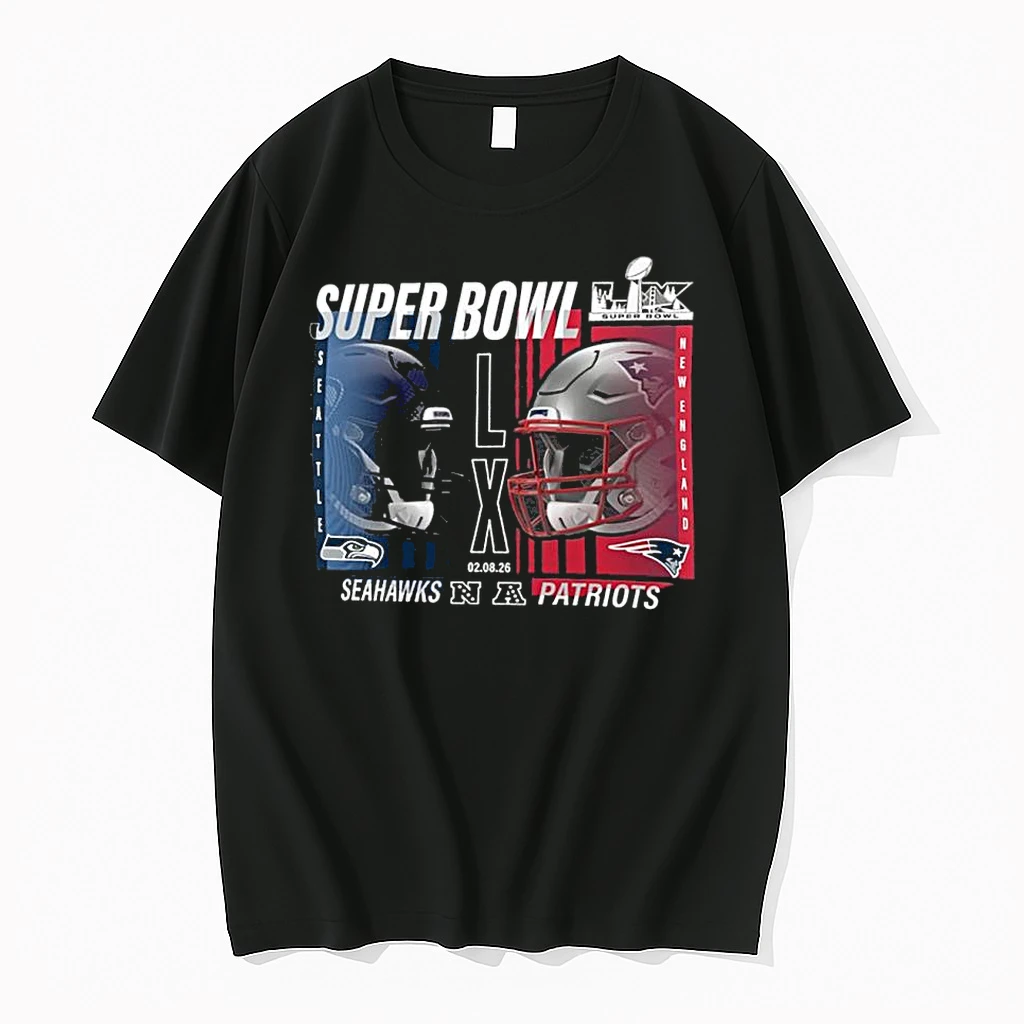 Patriots Vs Seahawks Super Bowl Lx Matchup Helmet Shirts