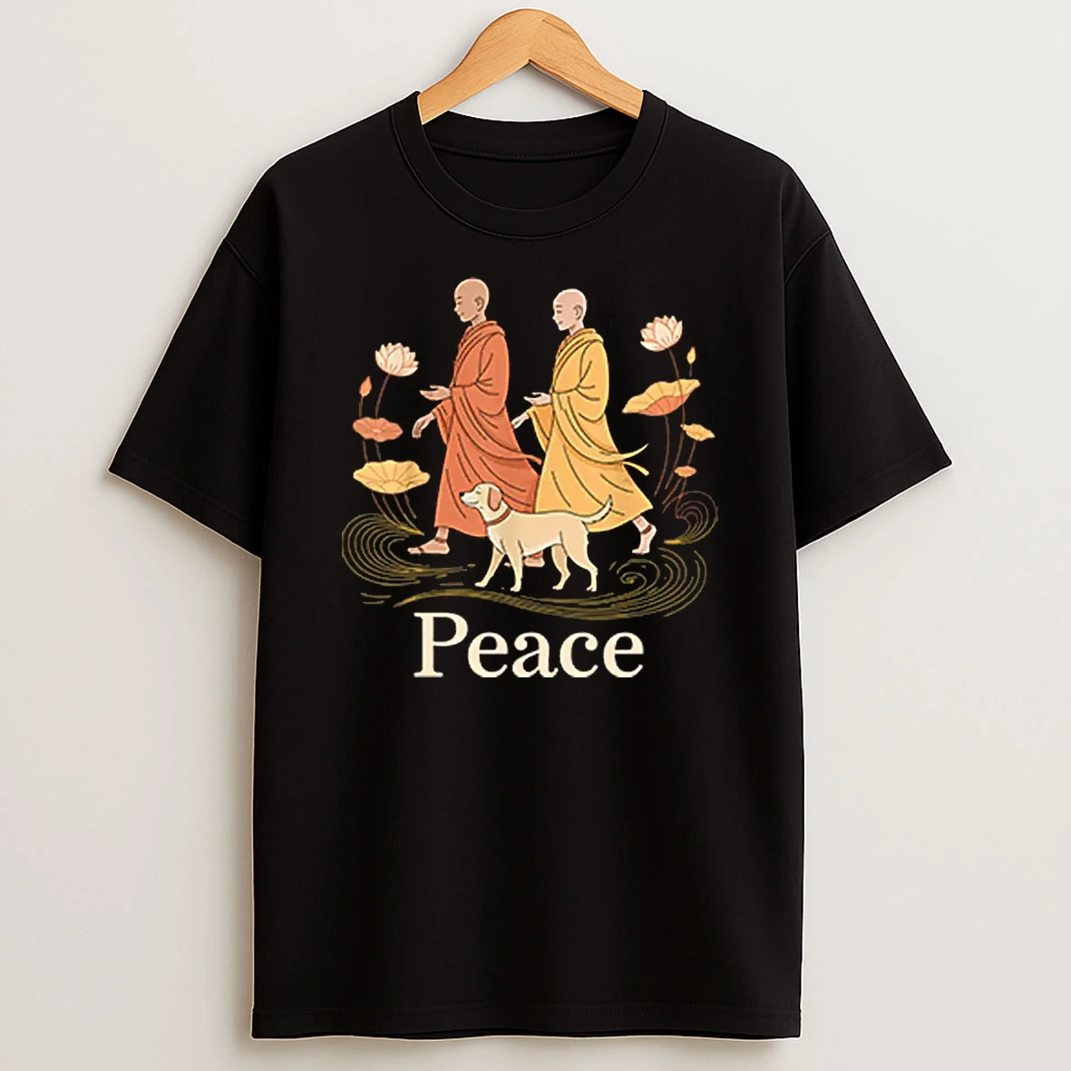 Peace Walking Buddhist Monks Shirts