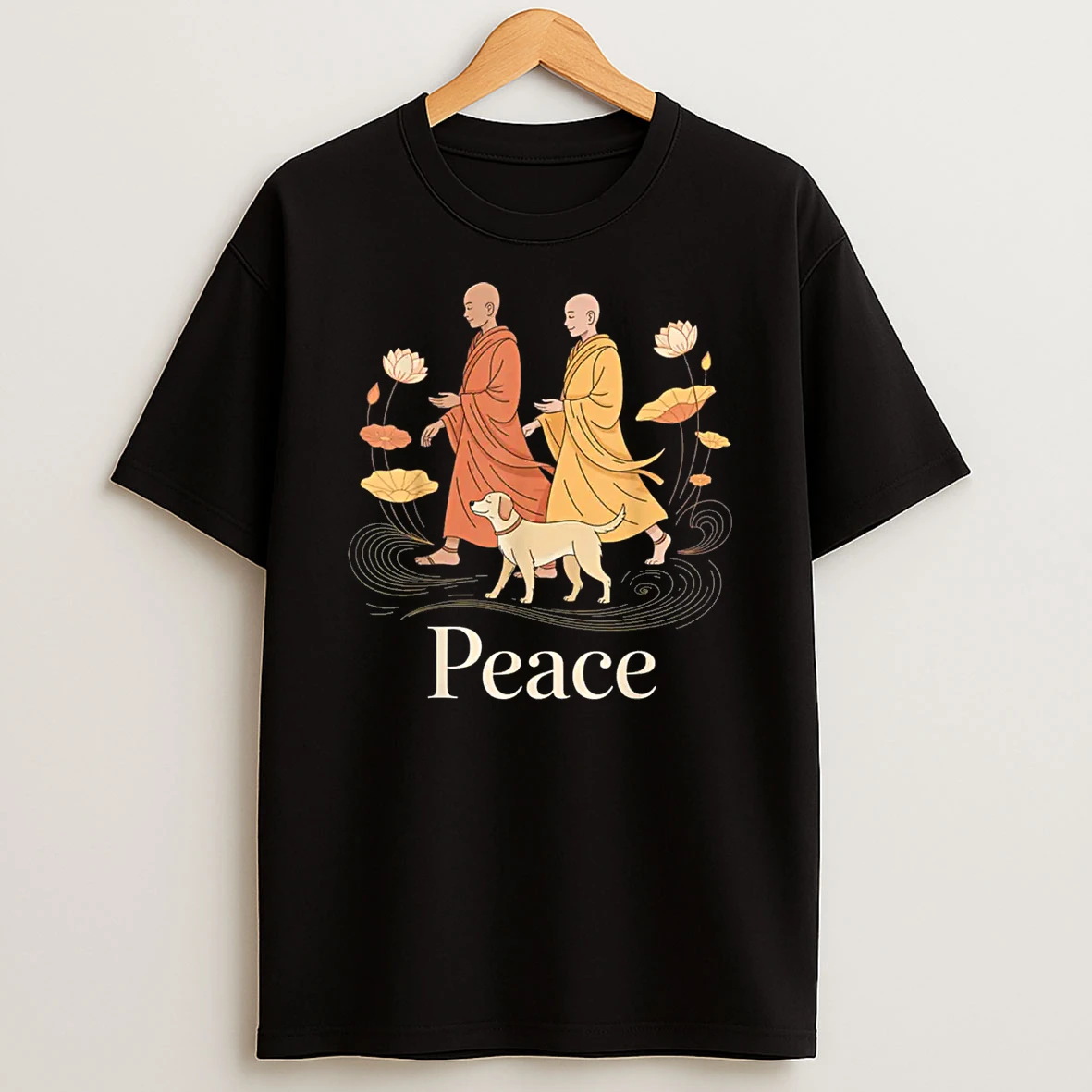 Peace Walking Monks Zen Calm Minimalist Art Shirts