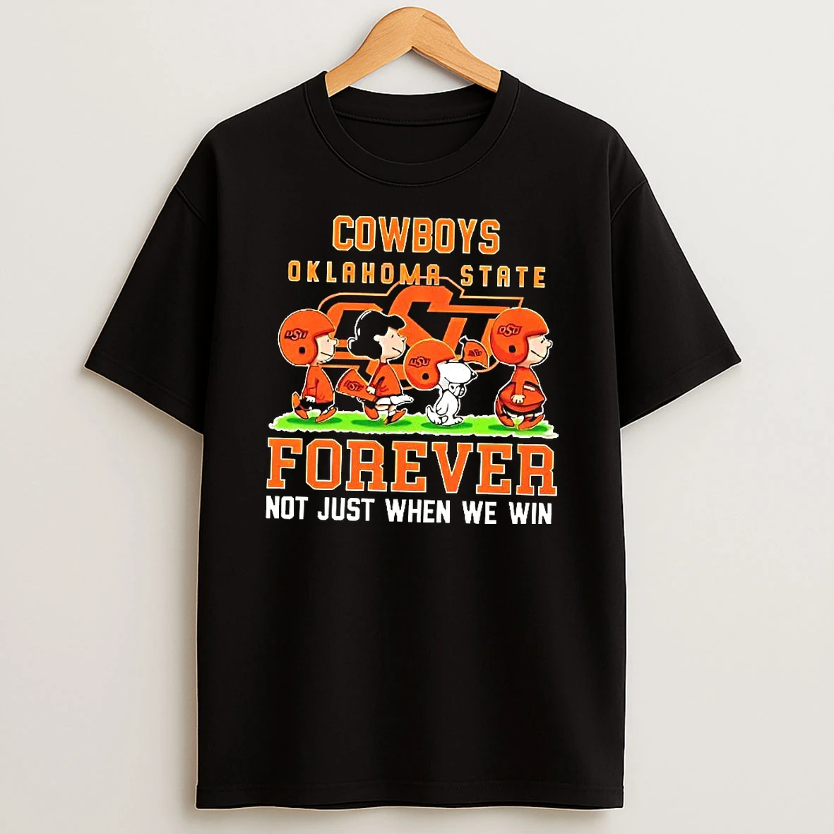 Peanuts X Oklahoma State Cowboys Ncaa Forever Not Just When We Win Football Lover Woman Shirts