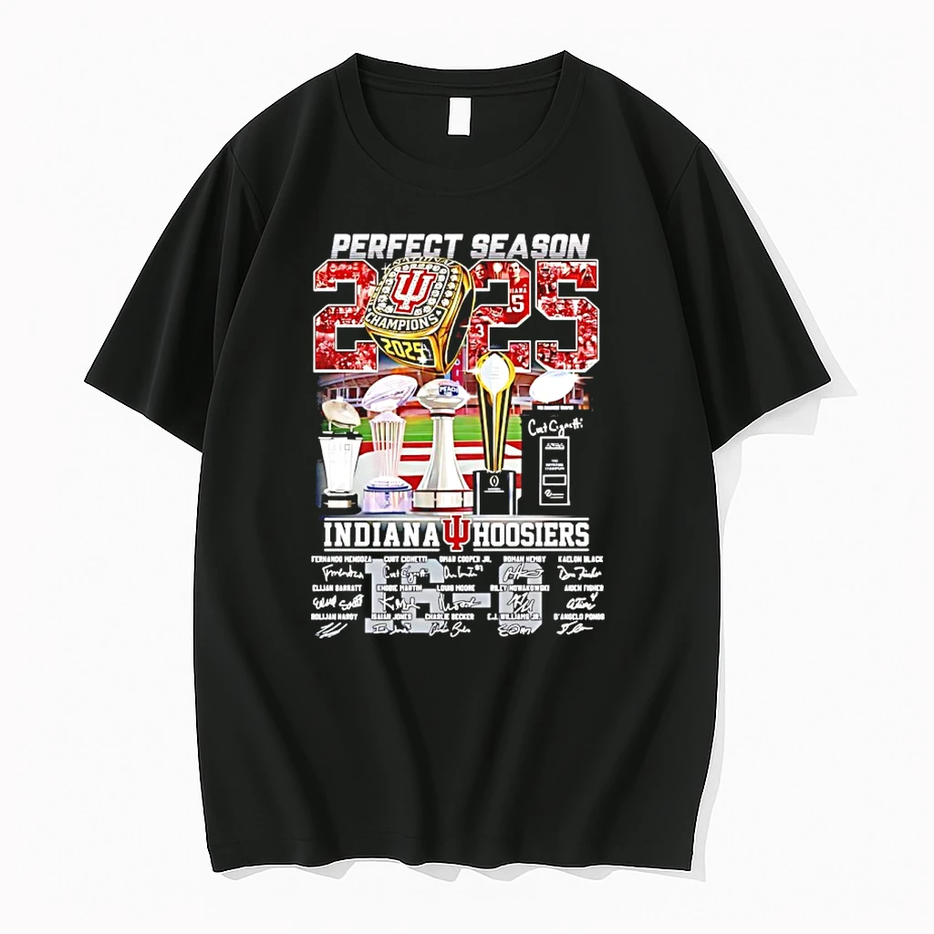 Perfect Season 2025 26 Indiana Hoosiers National Champions Signatures Trophy Shirts