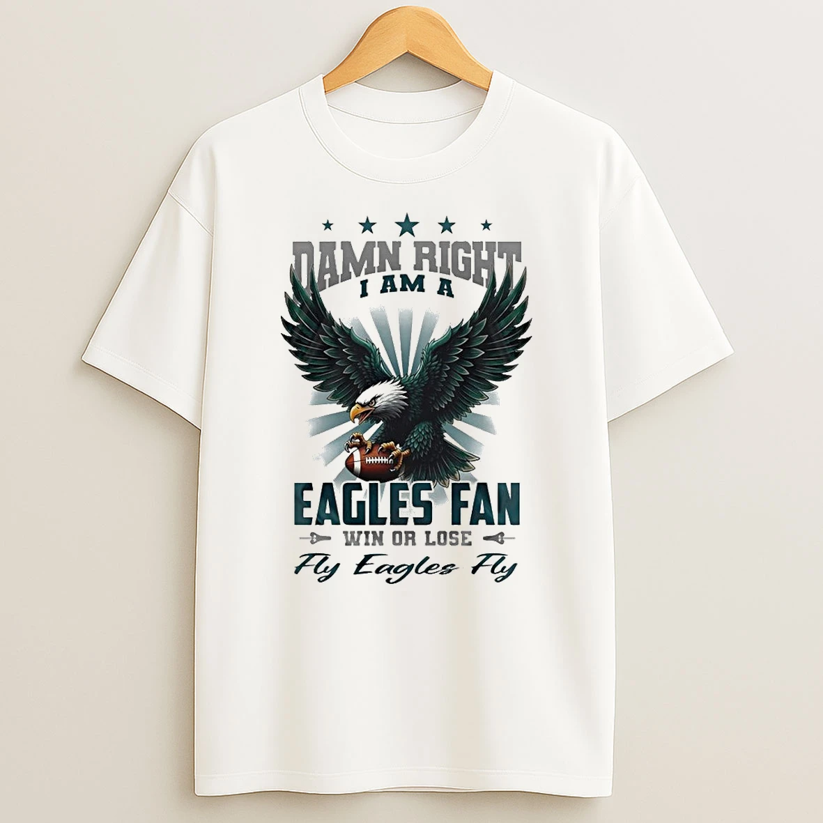 Philadelphia Eagles Mascot Damn Right I Am A Eagles Fan Win Or Lose Nfl Fly Eagles Fly 2026 Shirts