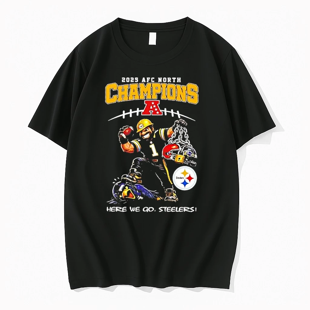 Pittsburgh Steelers 2025 Afc North Champions Here We Go Mascot Shirts