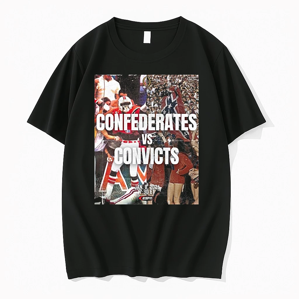 Playoff Koozie Confederates Vs Convicts January 8 2026 Ole Miss Vs Miami Hurricanes Mascots Shirts