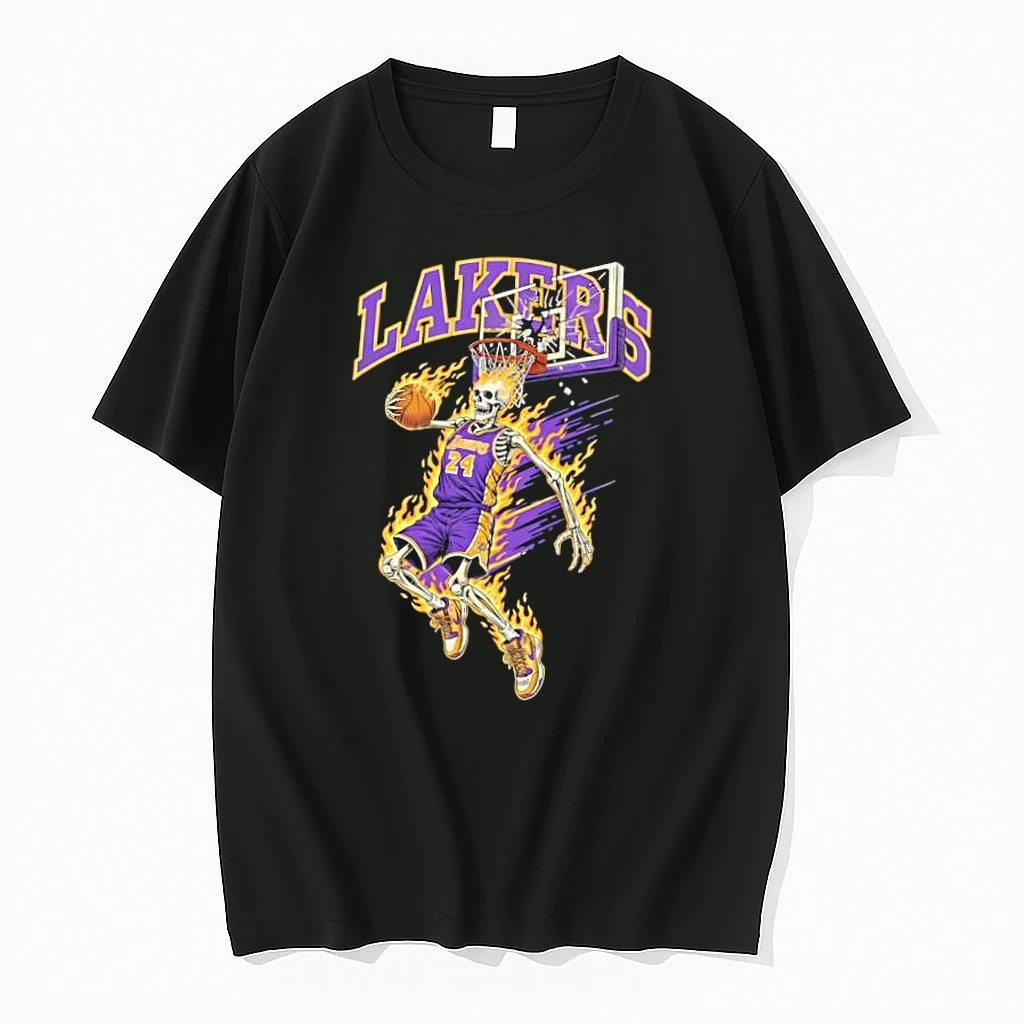 Premium Los Angeles Lakers Mens Basketball Skeleton Player Fire Shirts