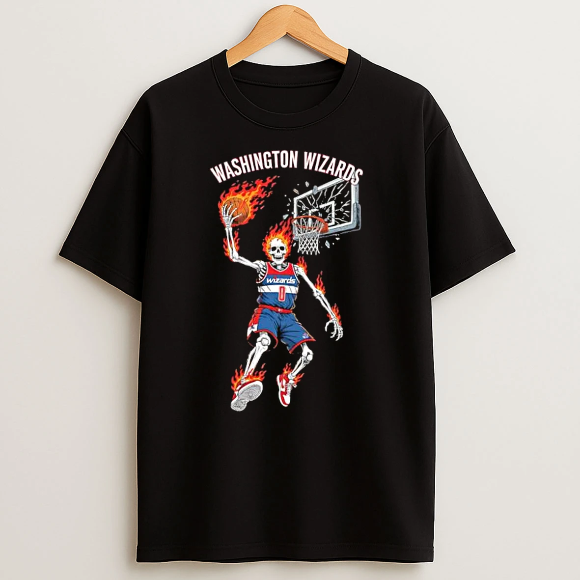 Premium Washington Wizards Mens Basketball Skeleton Player Fire Shirts