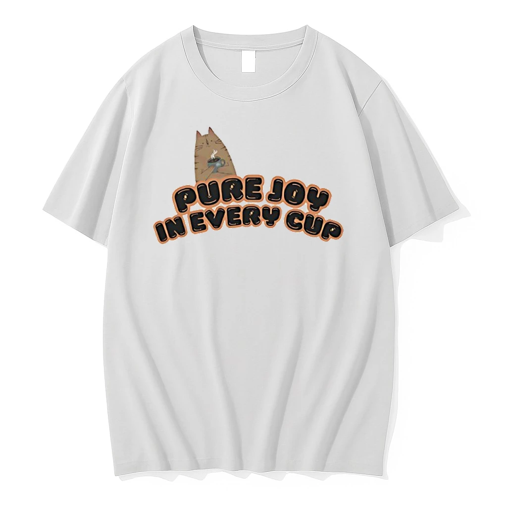 Pure Joy In Every Cup Cat Coffee Meme Shirts