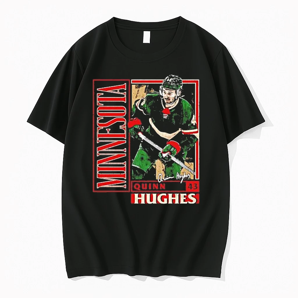 Quinn Hughes Minnesota Vintage Card Signature Shirts