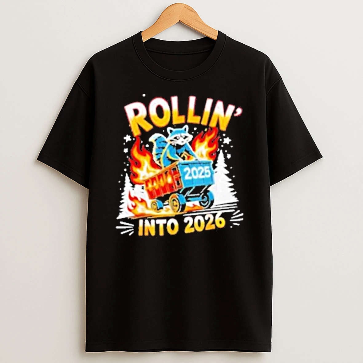 Raccoon Rollin Into 2025 New Year Shirts