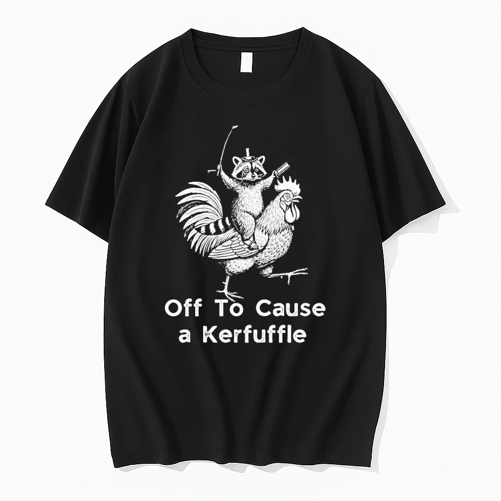 Raccoon Riding Chicken Off To Cause A Kerfuffle Shirts
