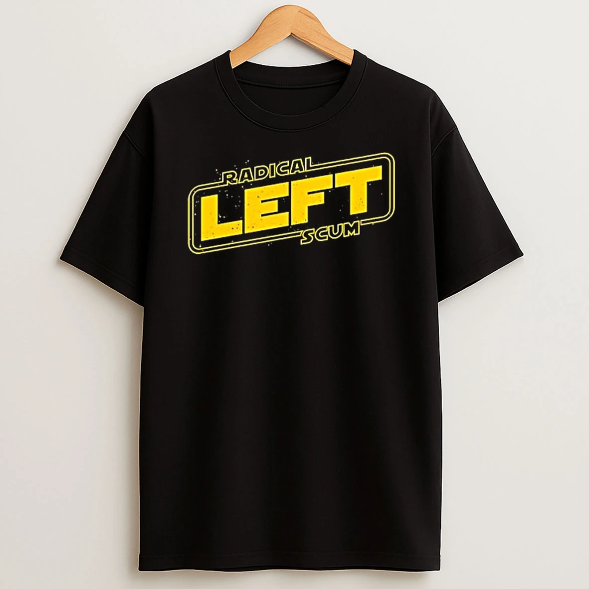 Radical Left Scum Star Wars Logo Style Yellow Border Political Sarcastic Statement Meme Shirts
