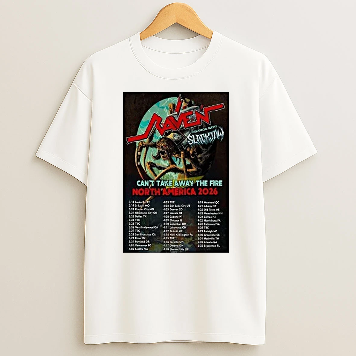 Raven Cant Take Away The Fire With Special Guests Slackjaw North America Tour 2026 Shirts