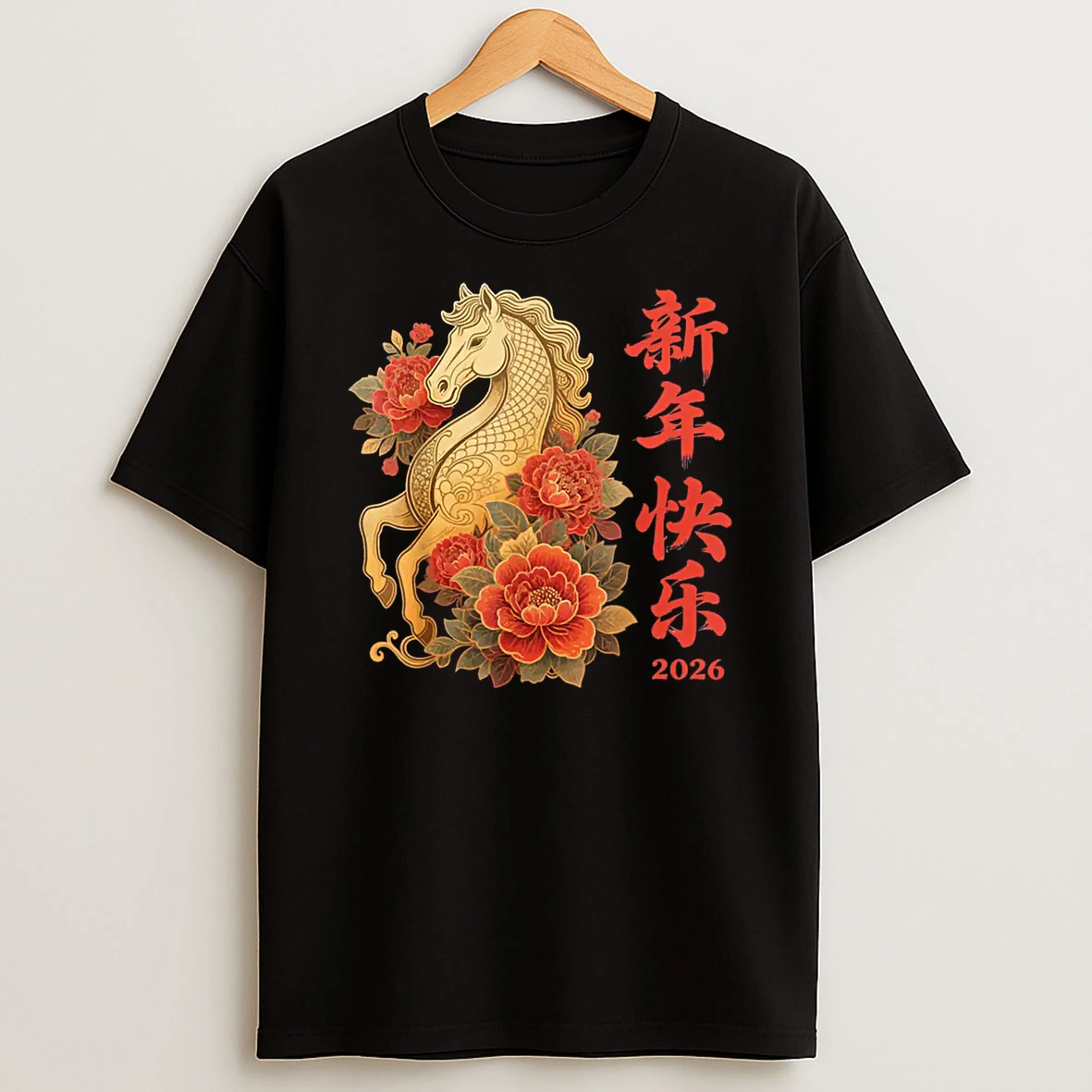 Red Flowers Chinese New Year 2026 Year Of The Horse 2026 Shirts