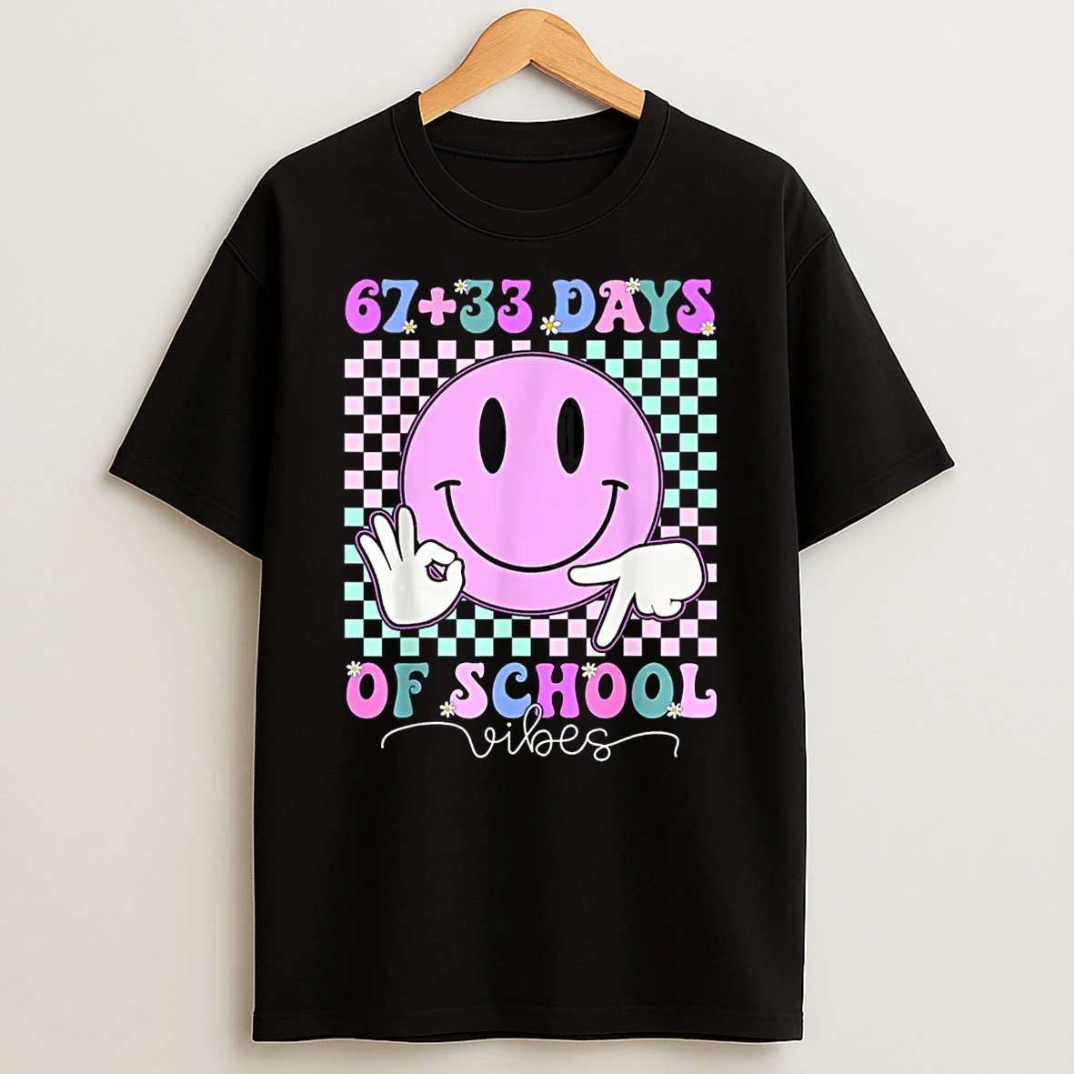 Retro Groovy 67 33 Days Of School 100th Day Kids Boys Girls Shirts
