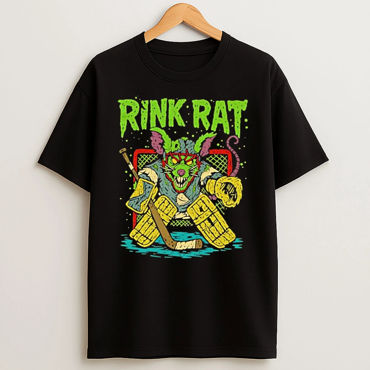Rink Rat Salty Goon Gear Mean Green Rat Hockey Goalie Shirts