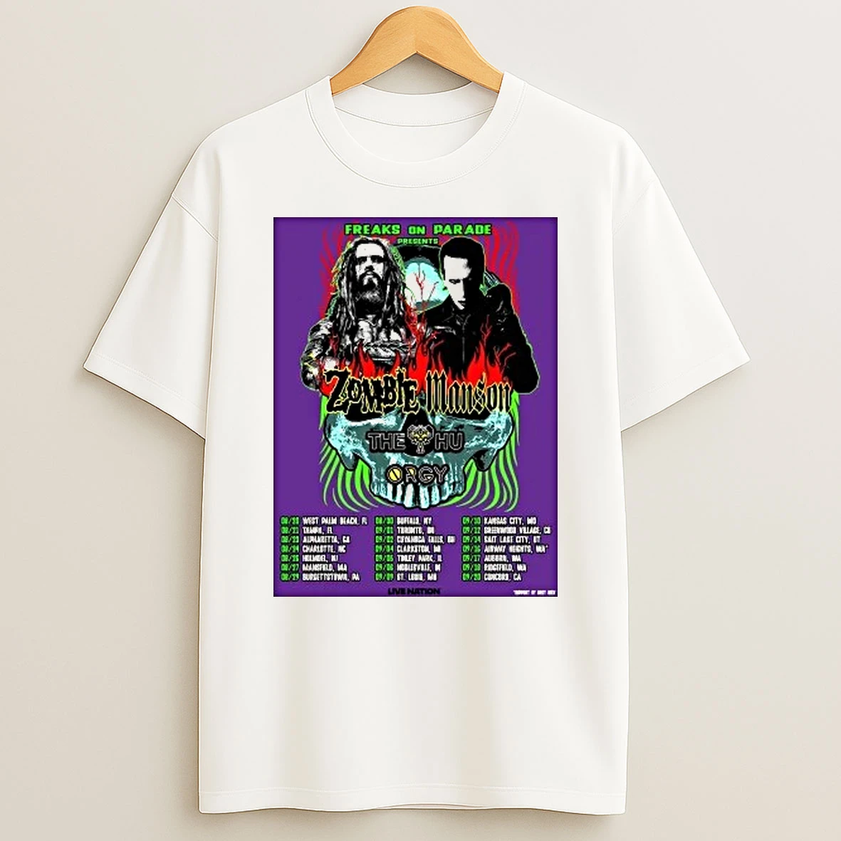 Rob Zombie And Marilyn Mason With The Hu And Orgy Freaks On Parade Presents 2026 North America Shirts