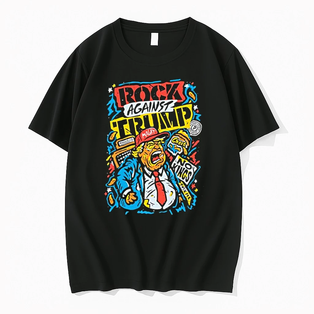 Rock Against Trump Maga Hat Cartoon Portrait Political Shirts