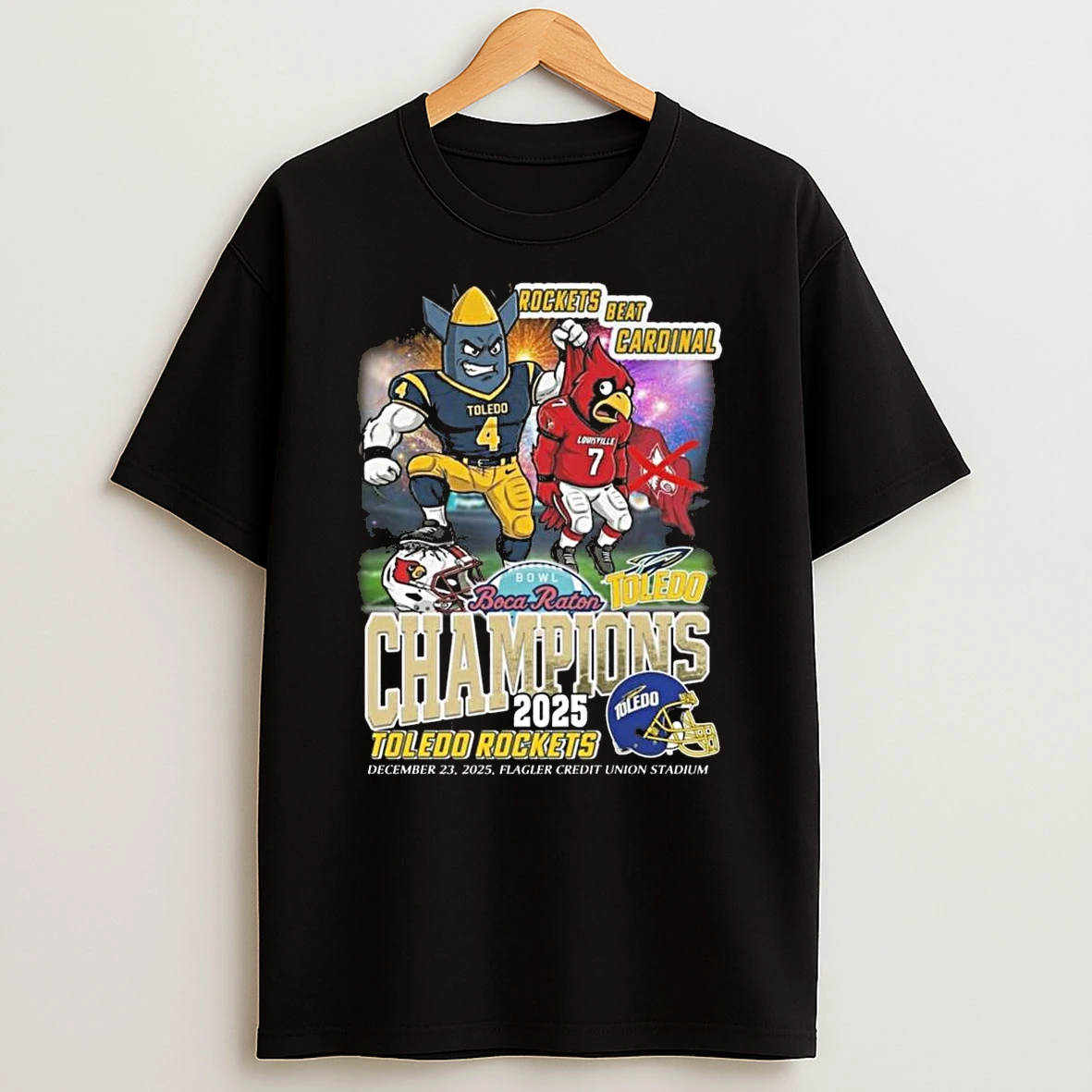 Rockets Beat Cardinal Boca Raton Bowl Champions 2025 Dec 23 2025 Mascot Shirts