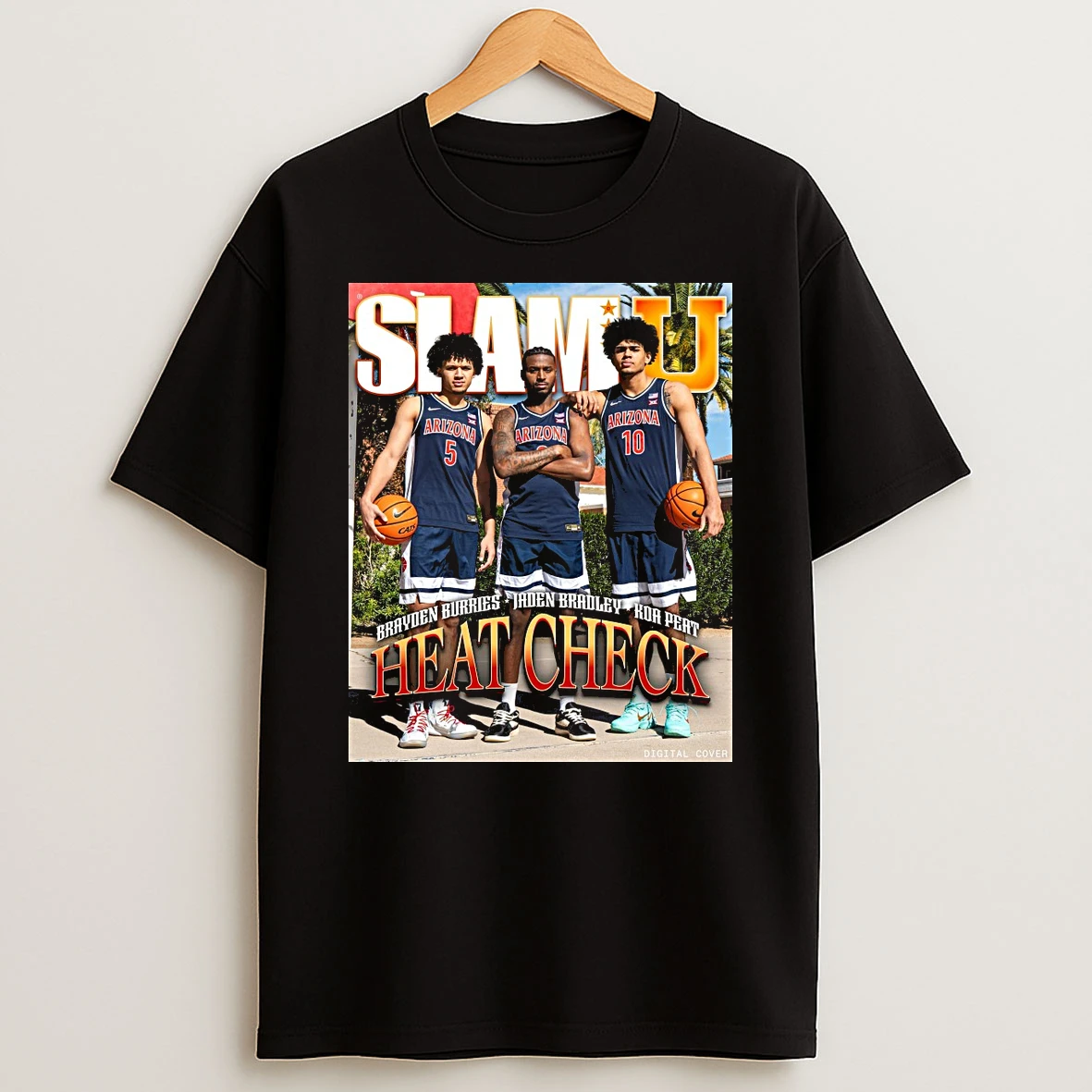 Slam U Arizona Mbb Brayden Burries Jaden Bradley And Koa Peat Heat Check Shirts