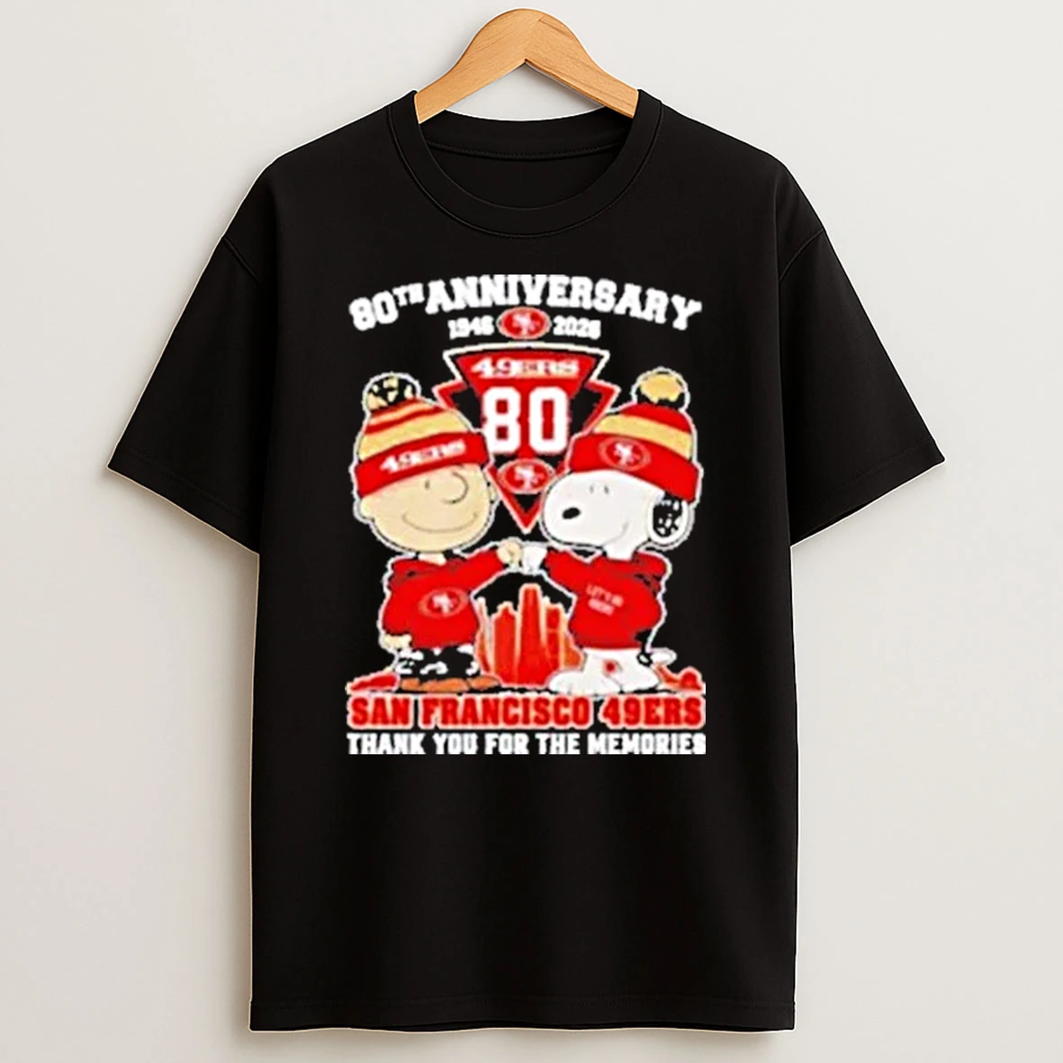 San Francisco 49ers Outfit With Snoopy And Charlie Brown 80th Anniversary 1846 2026 Shirts
