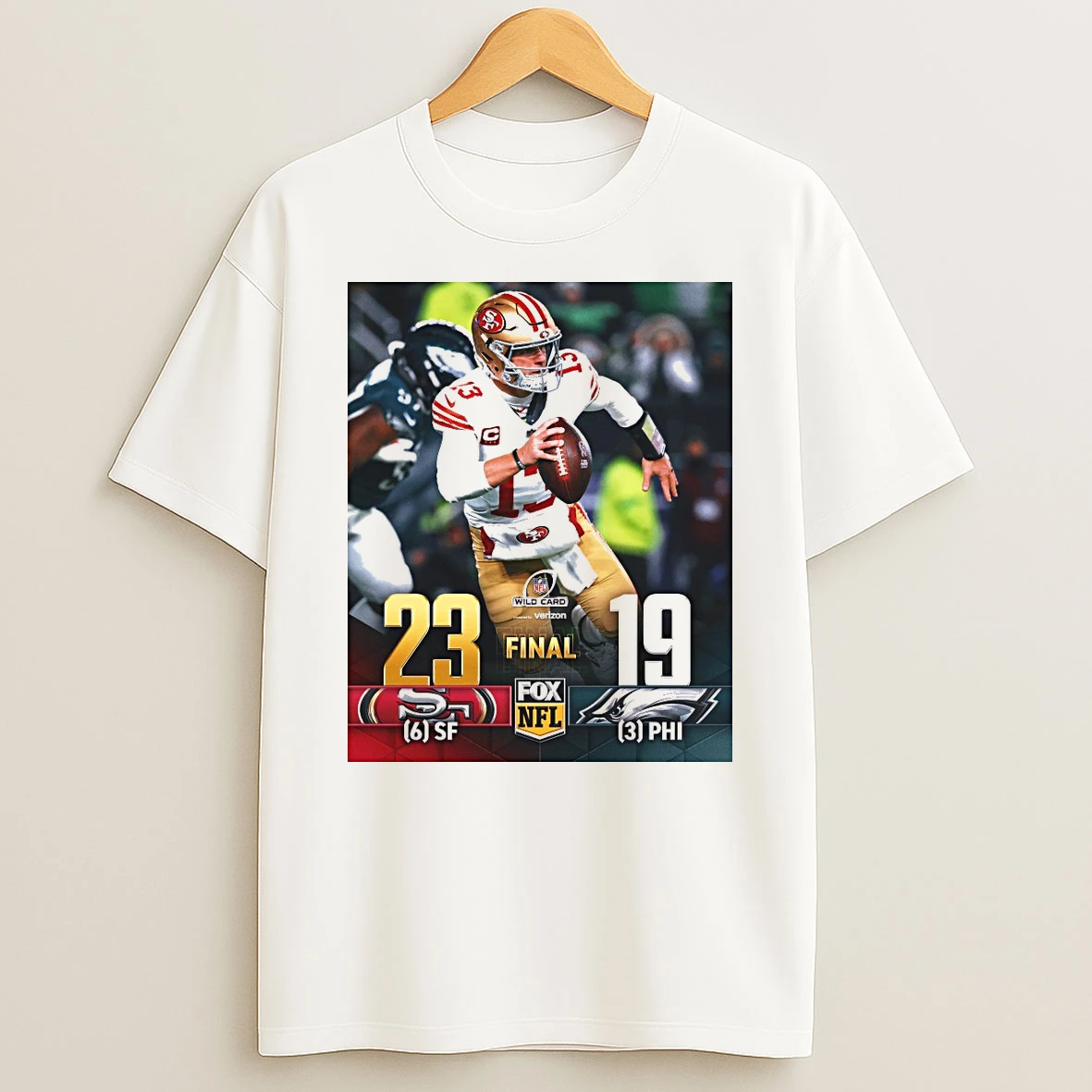San Francisco 49ers Vs Philadelphia Eagles Final Score 23 19 Nfl Wild Card Shirts