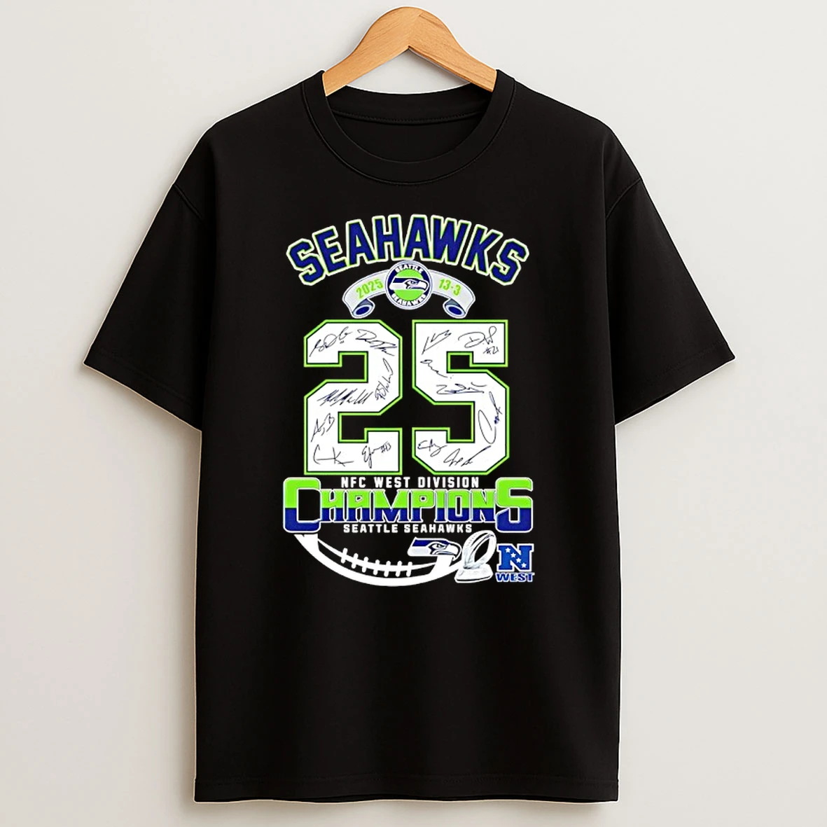 Seahawks 2025 13 3 Nfc West Division Champions Seattle Seahawks Signatures Shirts