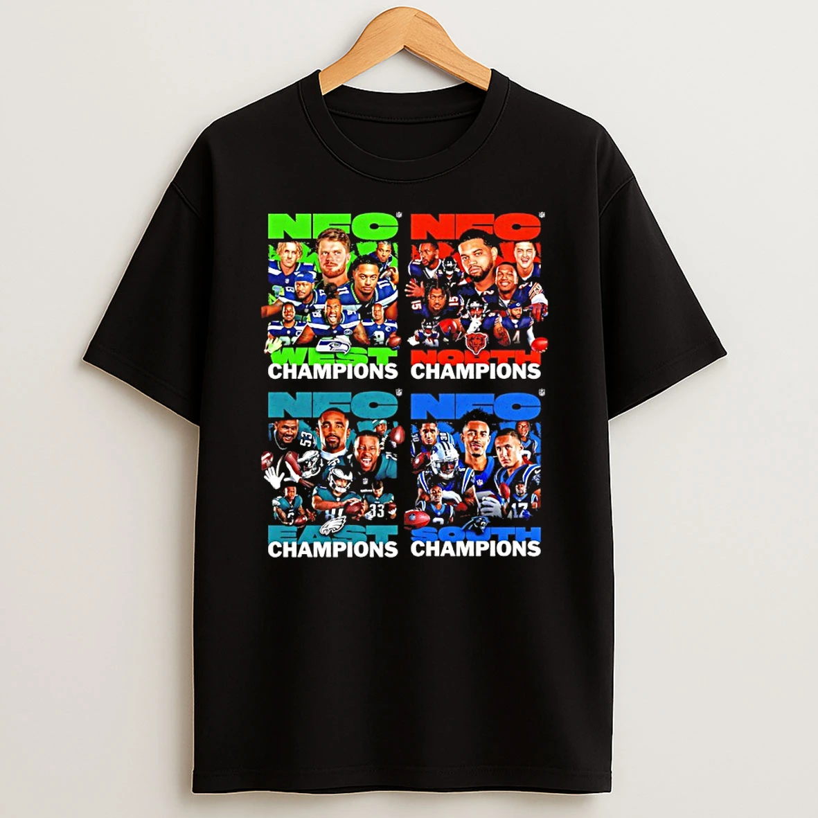 Seahawks Bears Eagles Panthers Four Team Champions 2025 Shirts