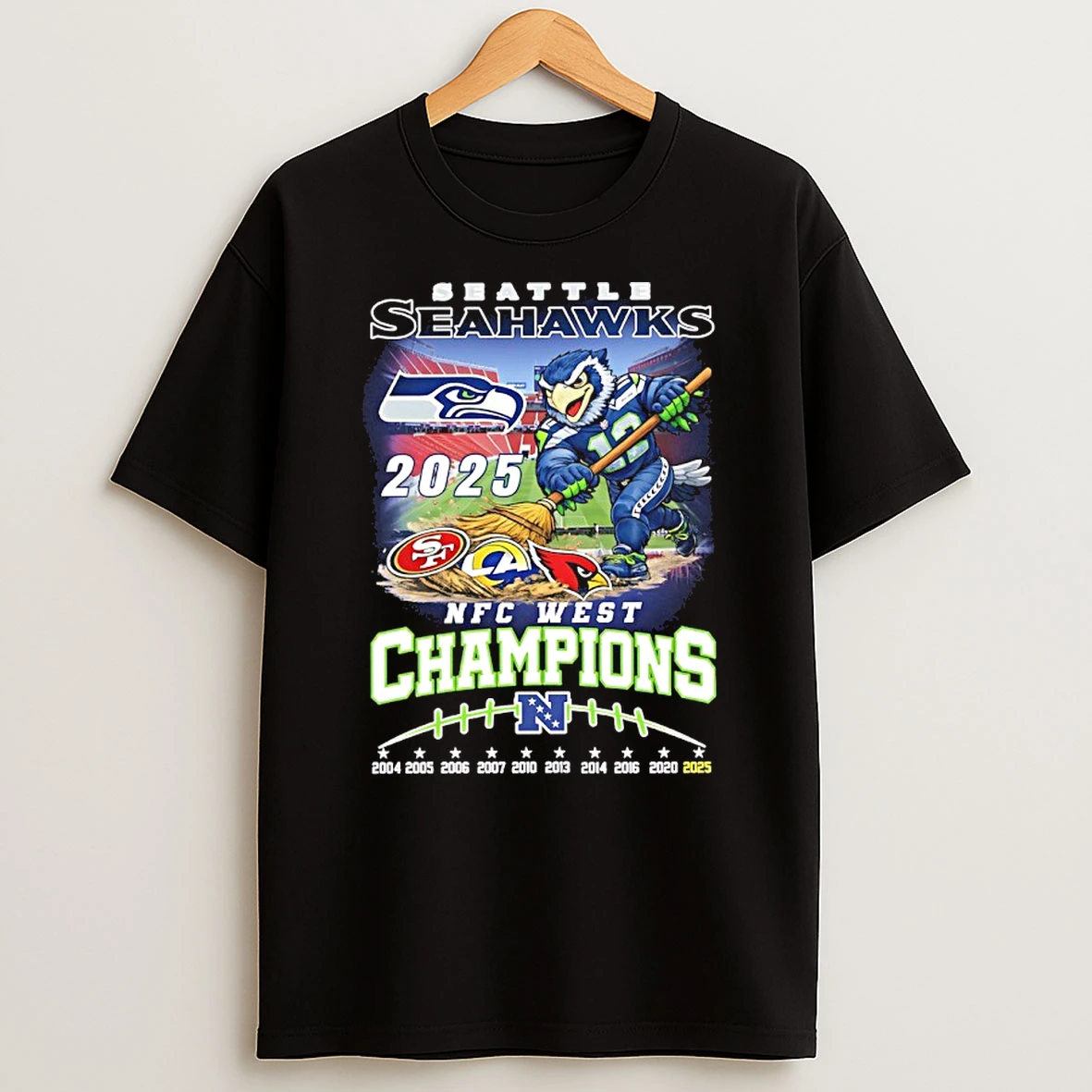 Seahawks Beat 49ers Rams And Cardinals Win 2025 Nfc West 10 Time Champions Mascot Shirts