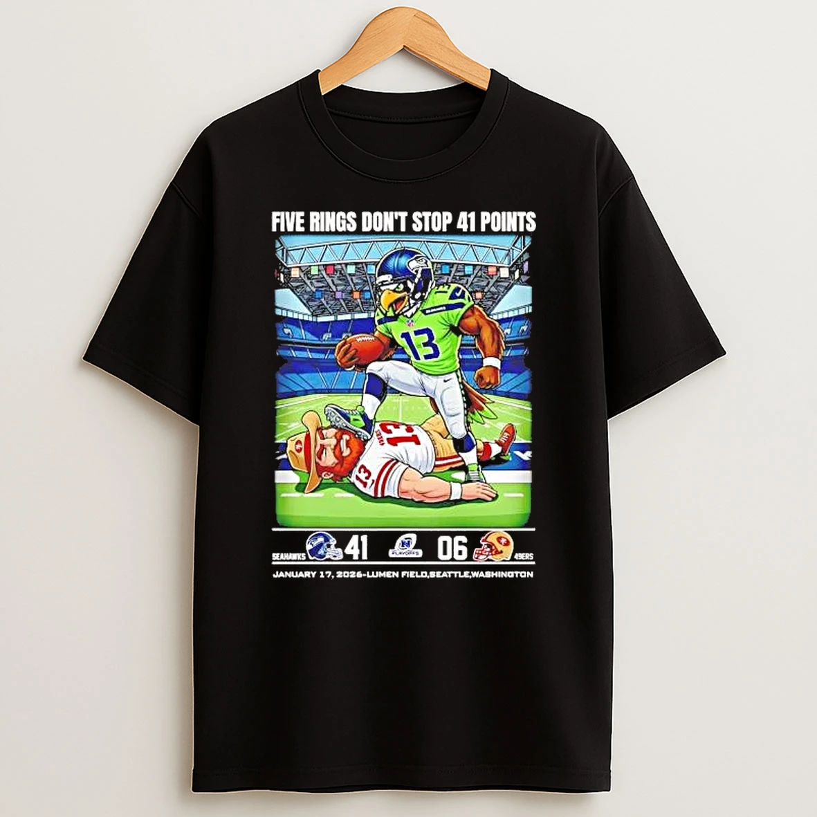Seahawks Beat 49ers Fiver Rings Dont Stop 41 Points 2026 Shirts