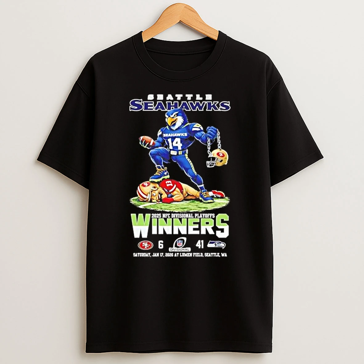 Seahawks Beat 49ers Mascot 2026 At Lumen Field Shirts