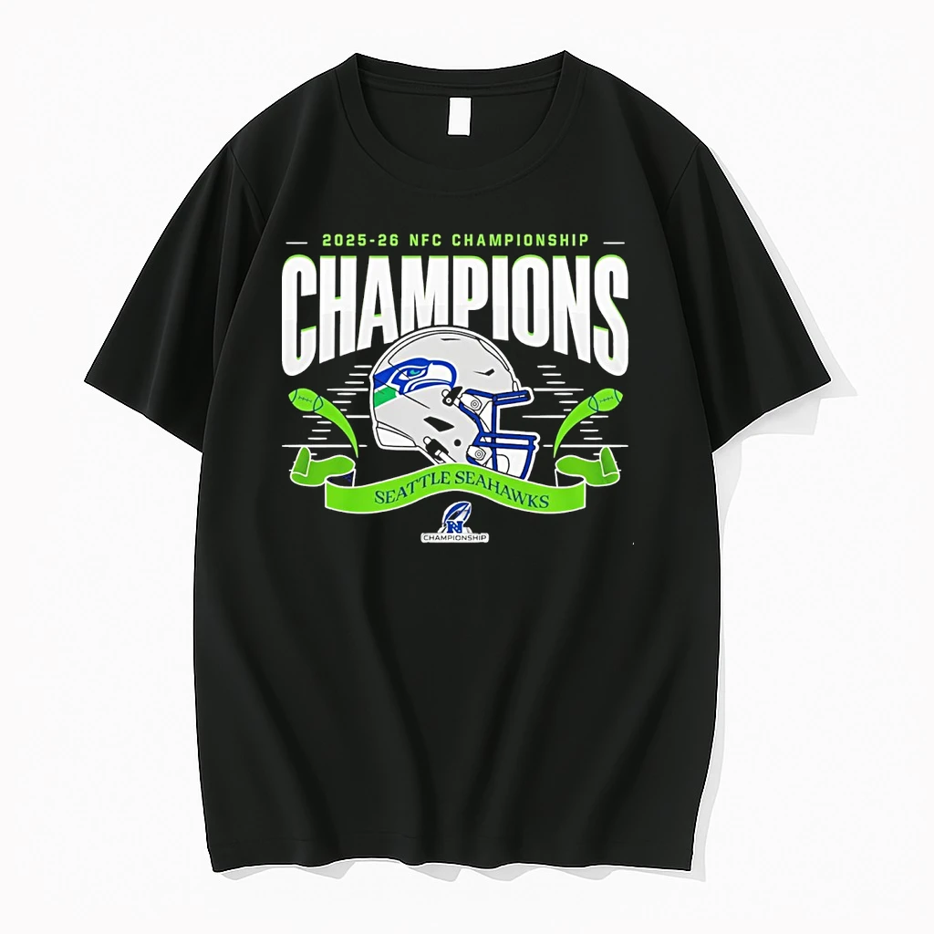 Seattle Seahawks 2025 26 Nfc Championship Champions Stadium Helmet And Logos Shirts