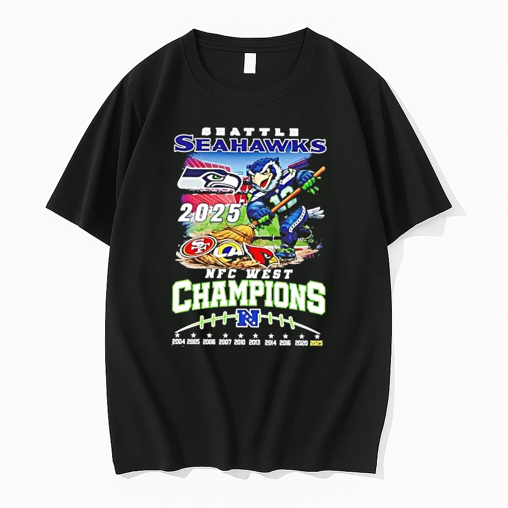 Seattle Seahawks 2025 Nfc West Champions Mascot Clean Shirts