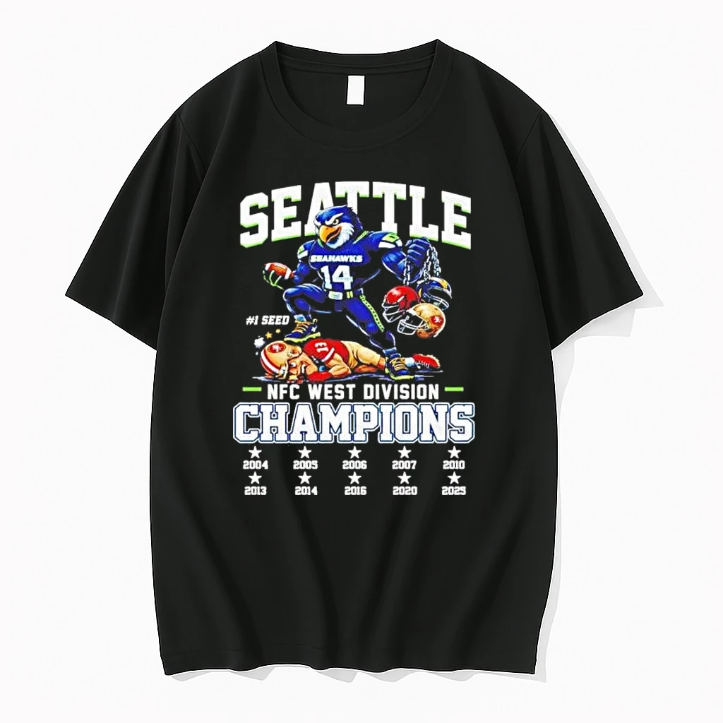 Seattle Seahawks 2025 Nfc West Division Champions Mascot Shirts