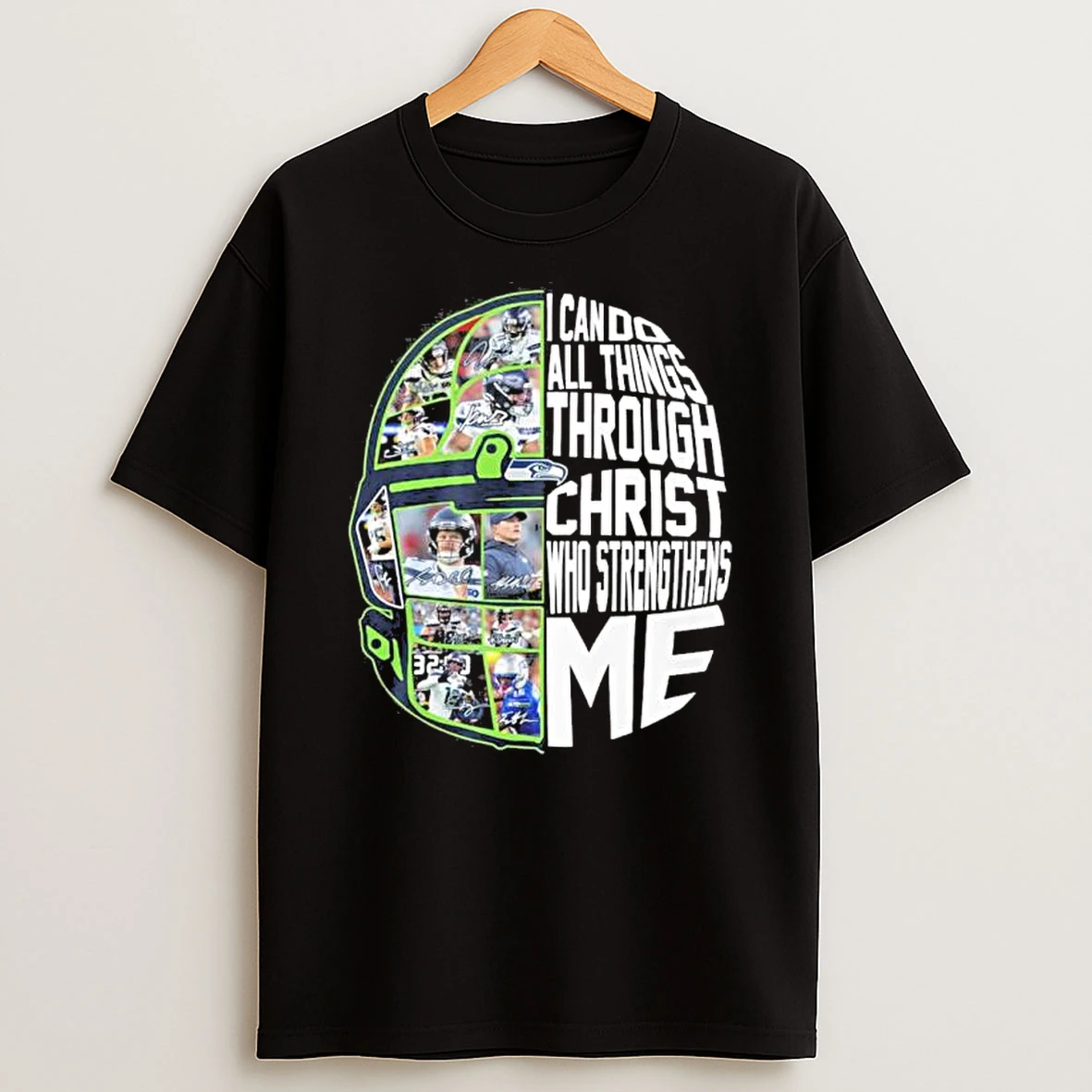 Seattle Seahawks Helmet Players I Can Do All Things Through Christ Who Strengthens Me Shirts