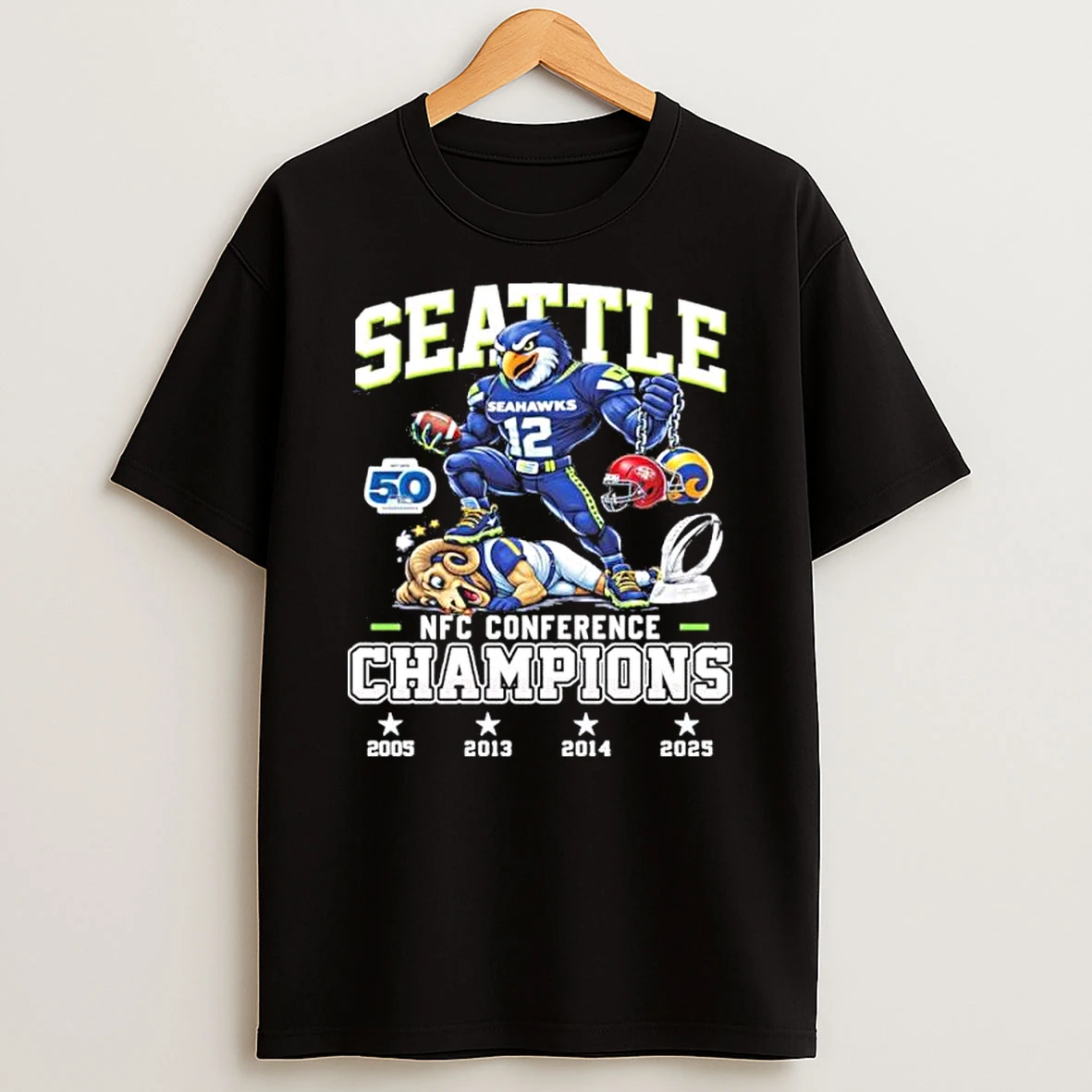 Seattle Seahawks Mascot Beat Rams Nfc Conference Champions Shirts